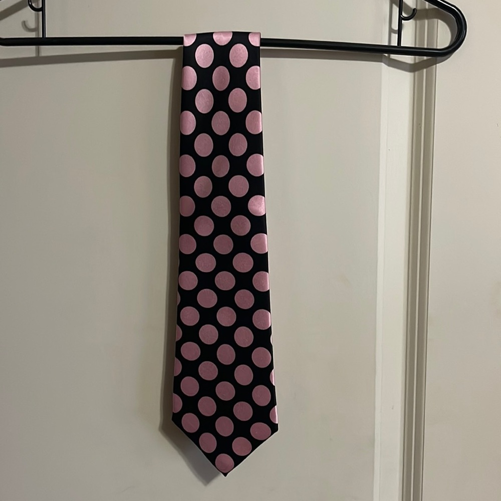 Salvatore Pellegrino Black and Pink polka dot Tie